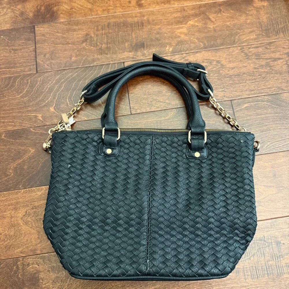Deux Lux Varick Satchel Black Faux Leather Handbag